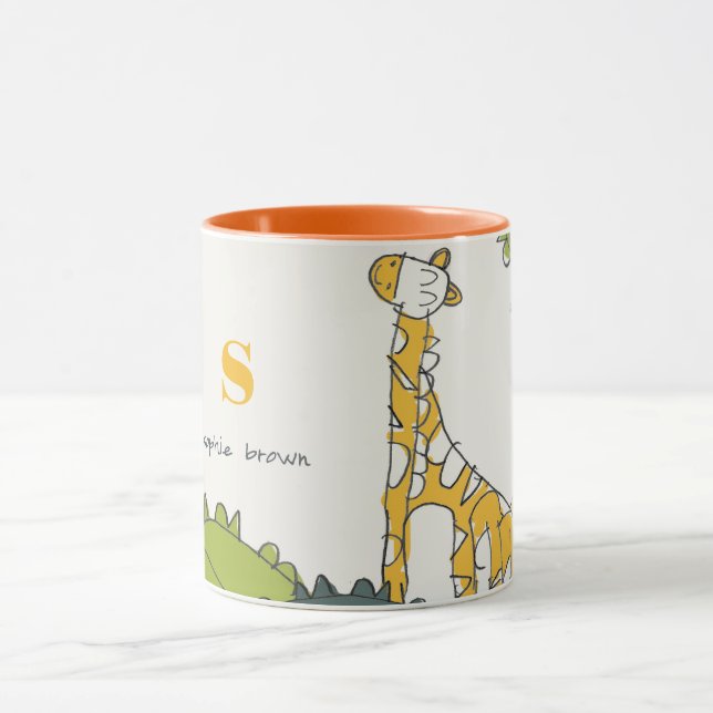 Taza Cute amarillo verde verde crudo jungla jirafa niño (Centro)