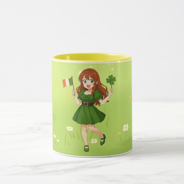Taza Cute anime redhead Saint Patrick's Day   (Centro)