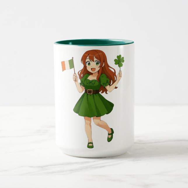 Taza Cute anime redhead Saint Patrick's Day   (Centro)