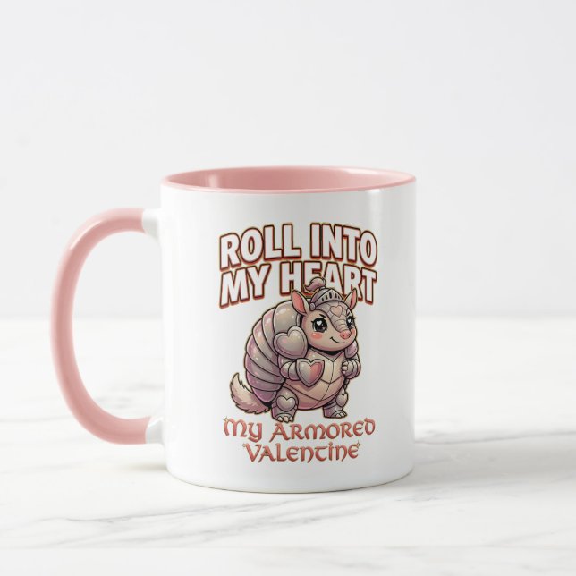 Taza Cute Armadillo Knight Valentine–Roll Into My Heart (Izquierda)
