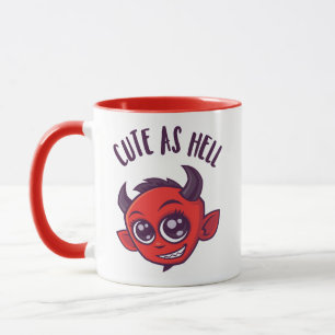 Taza Cute as Hell Devil con texto oscuro
