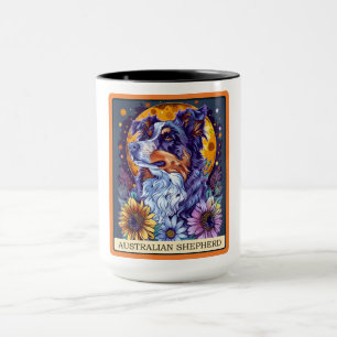 Taza Cute Australian Shepherd Dog Tarot Card