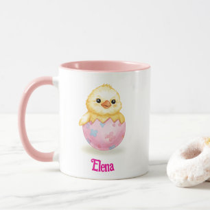Taza Cute Baby Chick Acuarela Pascua Personaliza Nombre