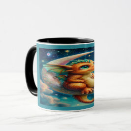 Taza Cute Baby Dragon on Crescent Moon Magical Mug