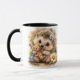 Taza Cute Baby Hedgehog with Teddy Bear Coffee Mug