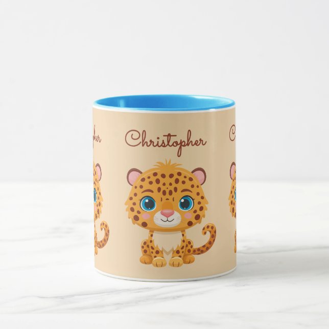 Taza Cute Baby Leopard Safari Animal Kids (Centro)
