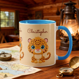 Taza Cute Baby Leopard Safari Animal Kids