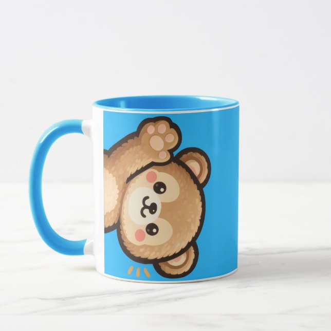 Taza Cute Bear Blue Mug | Kawaii Coffee Cup (Izquierda)