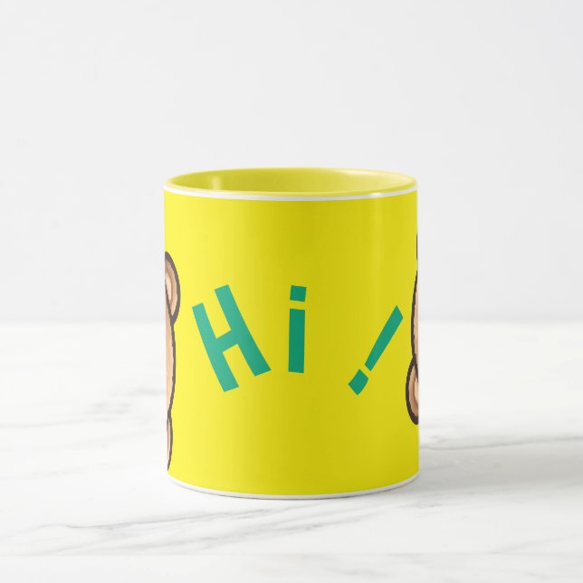 Taza Cute Bear Hi Yellow Mug | Kawaii Coffee Cup (Centro)