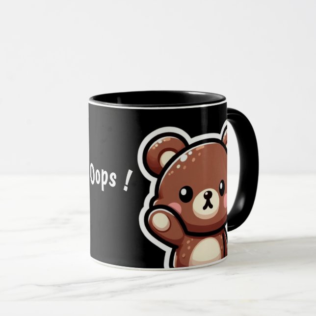 Taza Cute Bear Oops Mug | Funny Kawaii Coffee Cup (Anverso derecho)