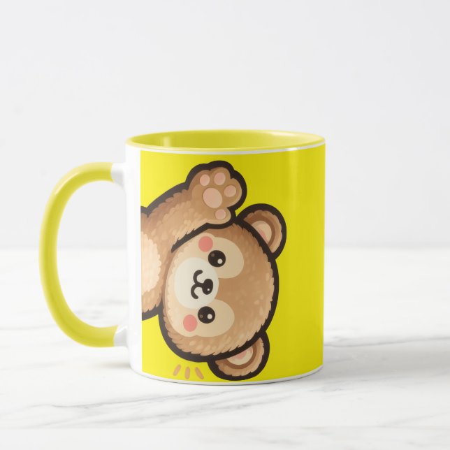 Taza Cute Bear Yellow Mug | Kawaii Coffee Cup (Izquierda)