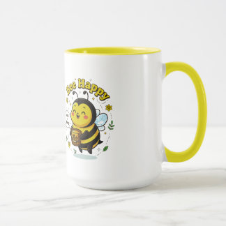 Taza Cute Bee Happy Illustration - Sweet as Honey Desig