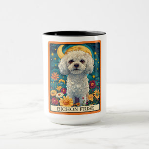 Taza Cute Bichon Frise Dog Tarot Card