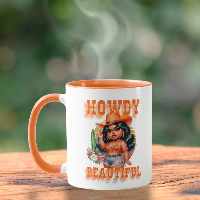 Taza Cute Black Cowgirl Howdy Beautiful (Subido por el creador)