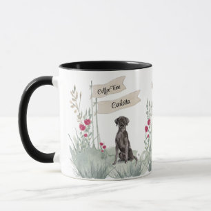 Taza Cute Black Labrador Watercolor Café Tea Time
