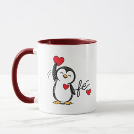 Taza  Cute Black Penguin with Red Hearts Love Mug