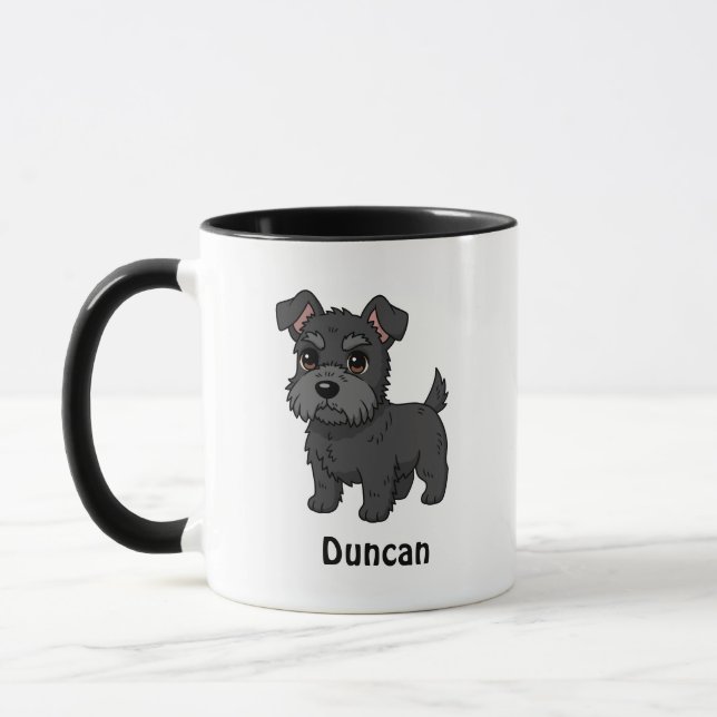 Taza Cute Black Scottish Terrier Dog Custom Name (Izquierda)