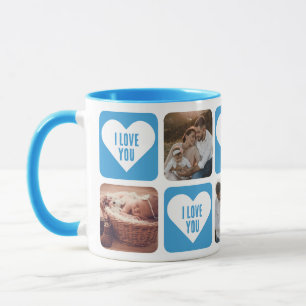 Taza Cute Blue Custom Photo I Love You Mug