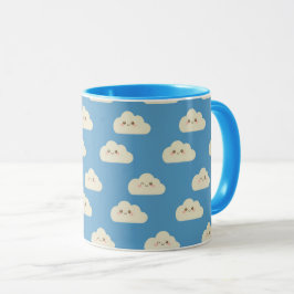 Taza Cute Blue Sky Sonriente Nubes Blancas Combo Mug