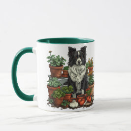 Taza Cute Border Collie Gardening
