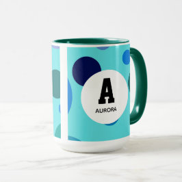 Taza Cute Bubble design with Customizable Name Initial