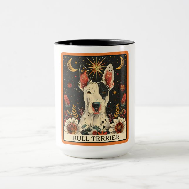 Taza Cute Bull Terrier Dog Tarot Card (Centro)