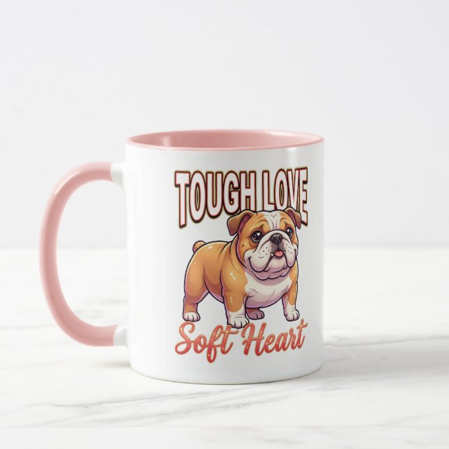 Taza Cute Bulldog Valentine – Tough Love Soft Heart (Izquierda)