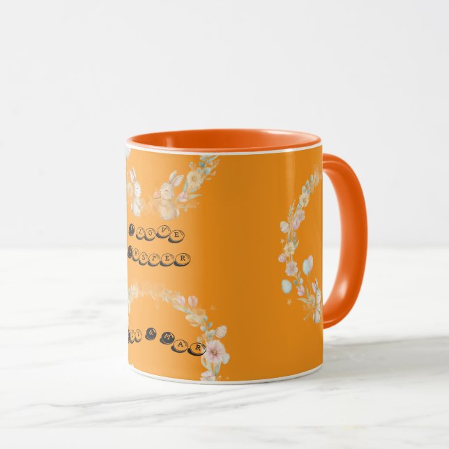 Taza Cute Bunny Watercolor Personalized Kids Coffee Mug (Anverso derecho)