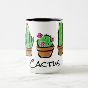 Taza Cute Cactus cacti succulum flores del desierto