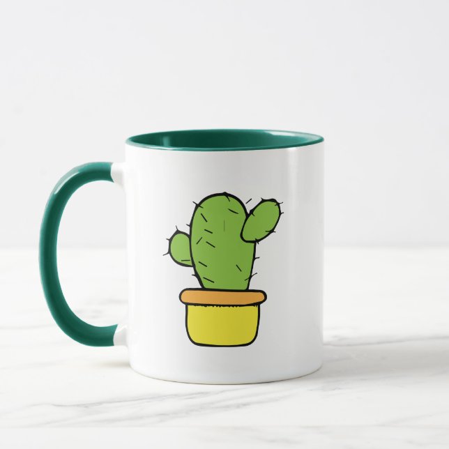 Taza Cute Cactus en plantador amarillo (Izquierda)
