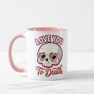 Taza Cute Calavera Gótica de San Valentín – Te Amo hast