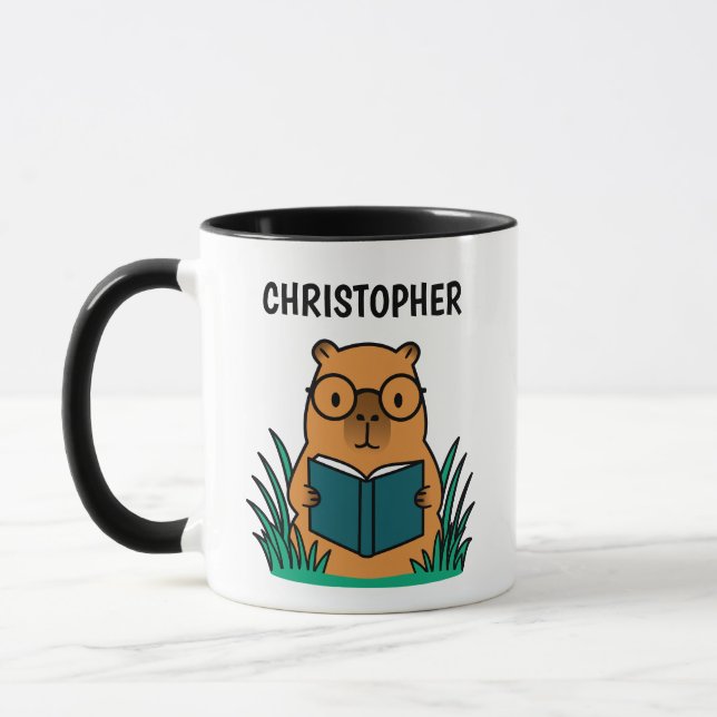 Taza Cute Capybara Reading Book (Izquierda)