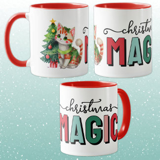 Taza Cute cat christmas magic