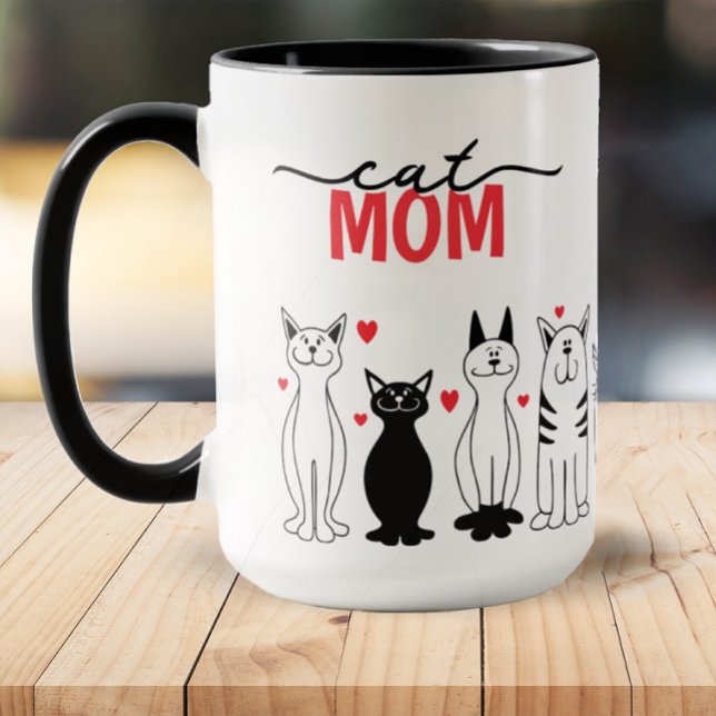 Taza Cute Cat Mom Mug (Cat Mom Coffee Mug)