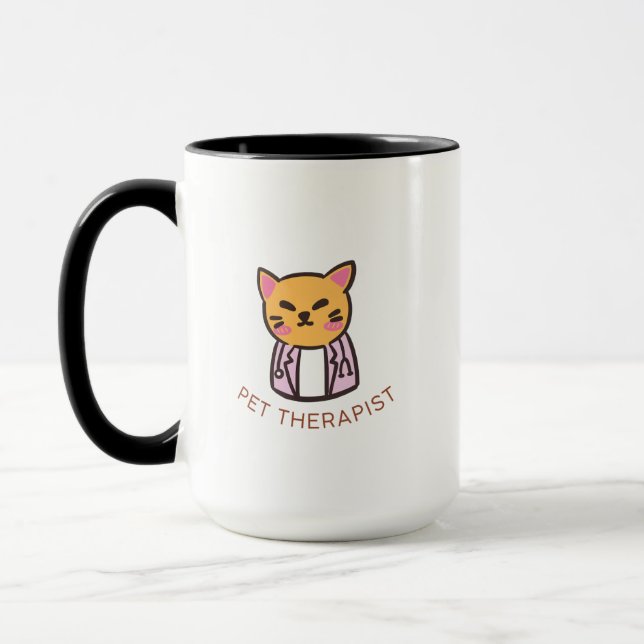 Taza Cute Cat Pet Therapist Cartoon Design (Izquierda)