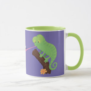 Taza Cute chameleon atrapando a un personalizado de fal