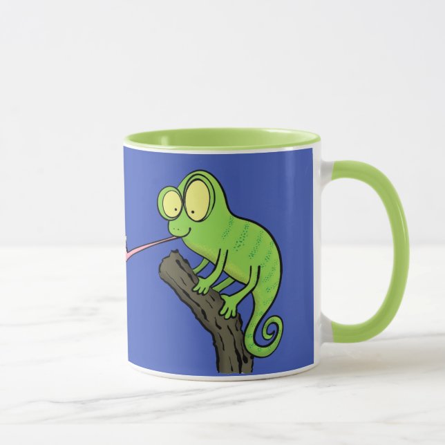 Taza Cute chameleon atrapando a un personalizado de fal (Derecha)