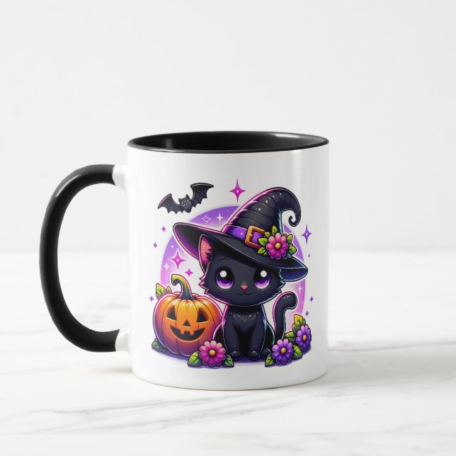 Taza Cute Chibi Feliz Calabaza de Halloween Personaliza (Izquierda)