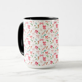 Taza Cute Christmas Bow & Candy Cane Pattern Mug
