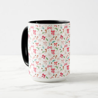 Taza Cute Christmas Bow & Candy Cane Pattern Mug