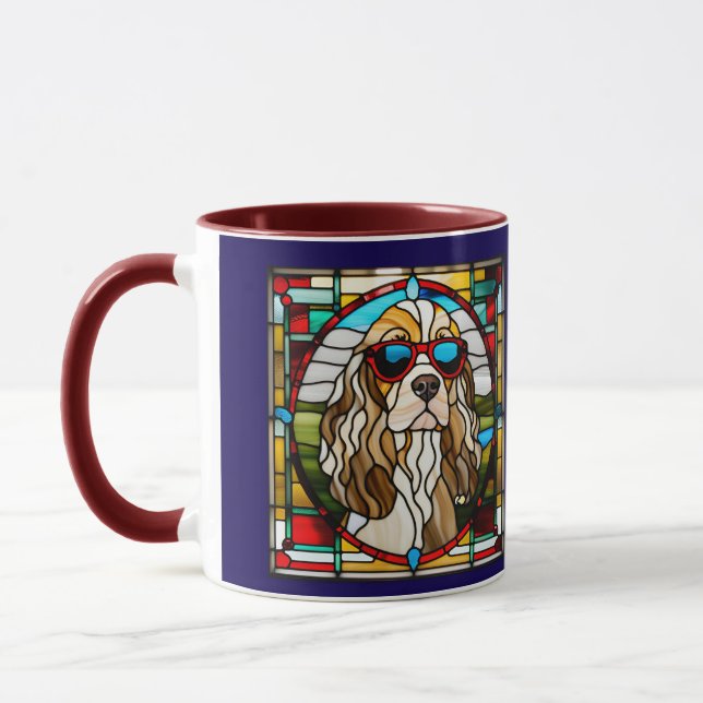 Taza Cute Cocker Spaniel Stained Glass Coffee Mug (Izquierda)