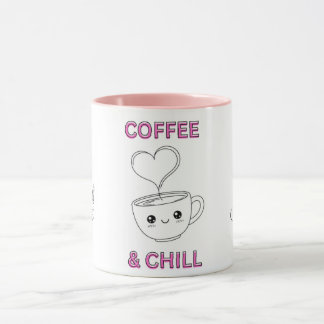 Taza Cute "Coffee & Chill" Kawaii Mug – Coffee Lover GF