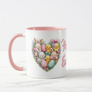 Taza Cute conejitos de Pascua y pollitos Pastel Cottage