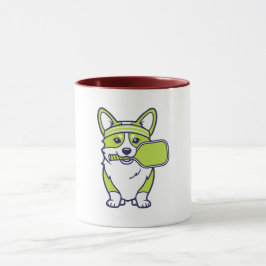 Taza Cute Corgi Pickleball Player Illustration-- Funny 