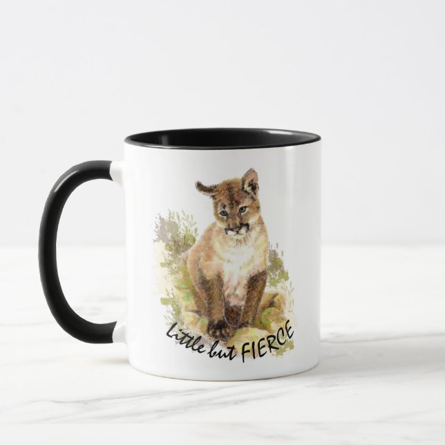Taza Cute Cougar Mountain Leon Cat Kitten FIERTE CITA (Izquierda)