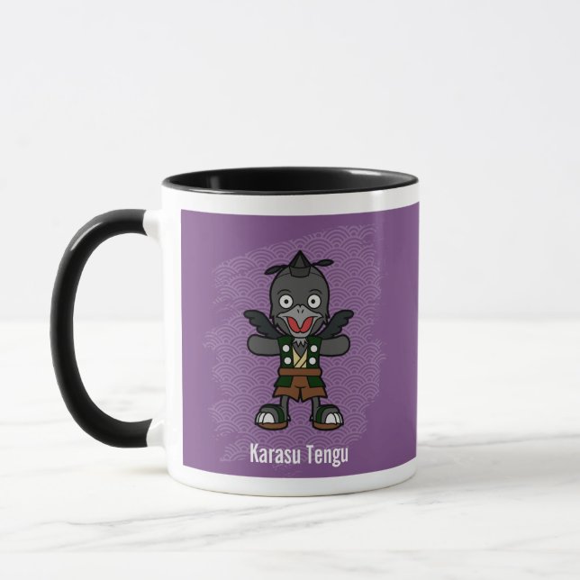 Taza Cute Crow Tengu Yokai- Folklore japonés (Izquierda)
