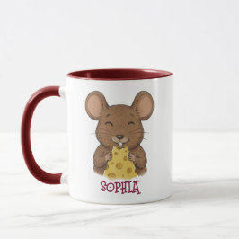 Taza Cute Custom Name Mouse Woodland Animal Kids