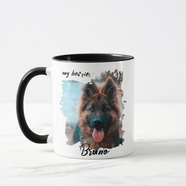 Taza Cute Custom Typography Dog Photo Bestie Pet  (Izquierda)
