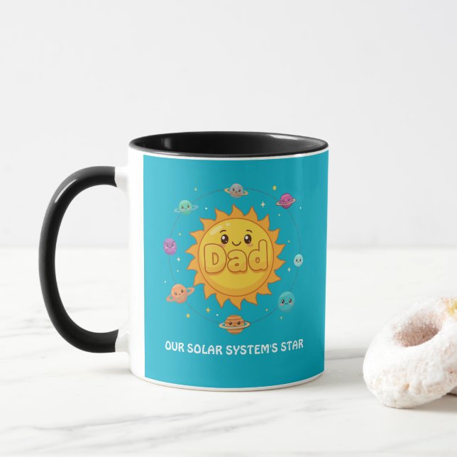 Taza Cute Dad Solar System Star Space Cartoon (Con donut)