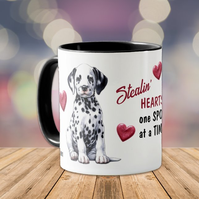 Taza Cute Dalmatian Puppy robando corazones (Subido por el creador)